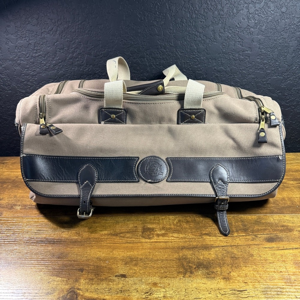 Eddie Bauer Ford Expedition Brown Canvas Leather Trim Duffel Bag Unisex OS